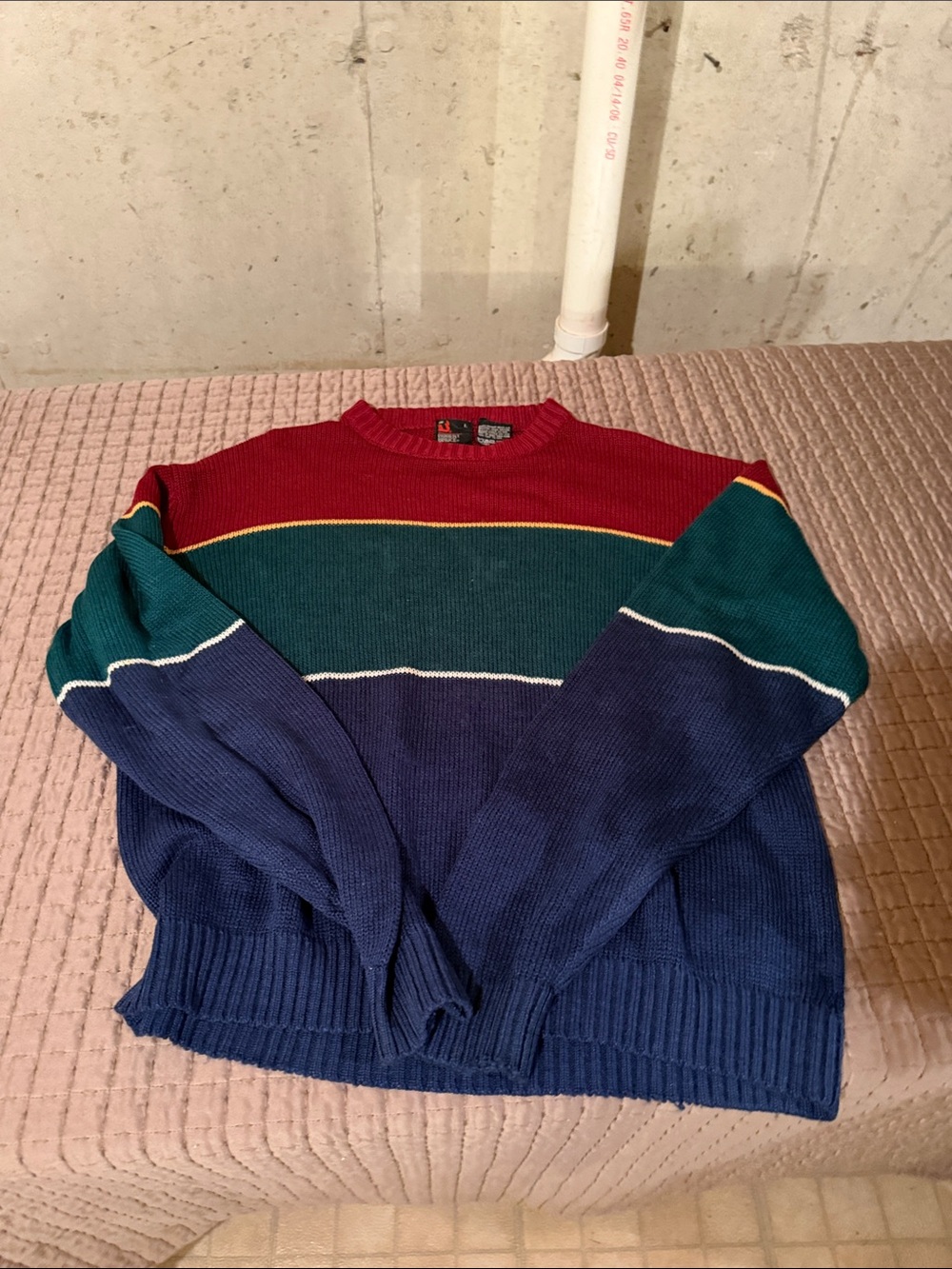 Classic Colorblock Crewneck Sweater - Red Green Navy